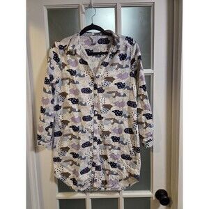 Sleep Sense Portuguese Flannel Sheep Nightshirt Cozy Womens XS With Pockets
